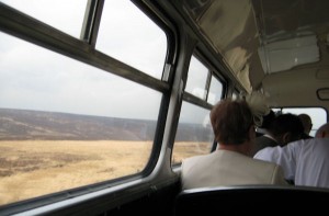 Driving across the moors.
